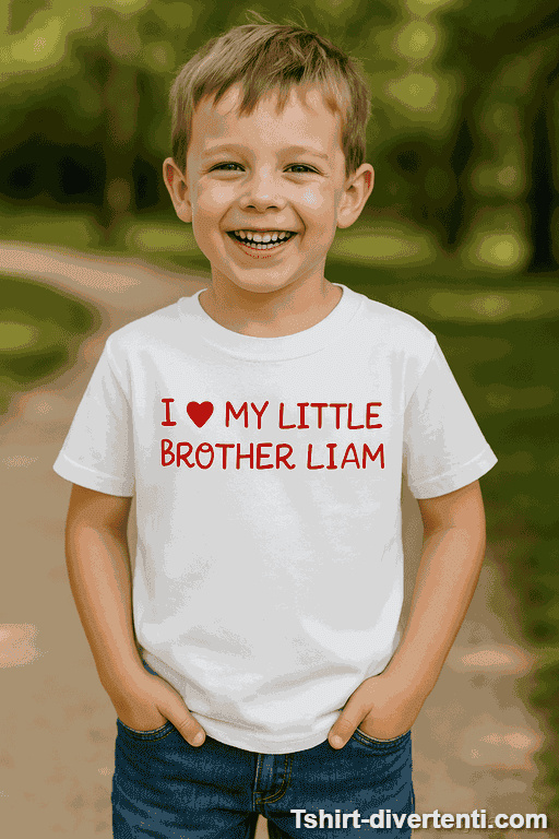 Maglietta I love my little brother con nome personalizzato
