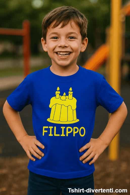 Maglietta per bambini torta di compleanno con nome a scelta