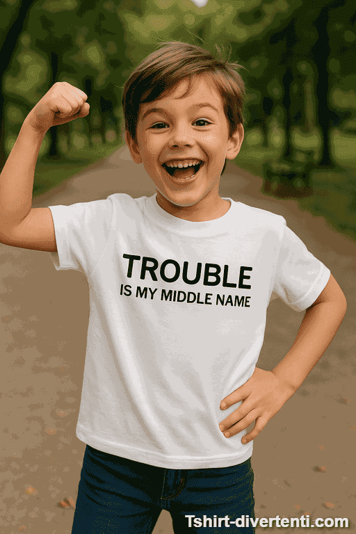 Maglietta per bambini Trouble is my middle name