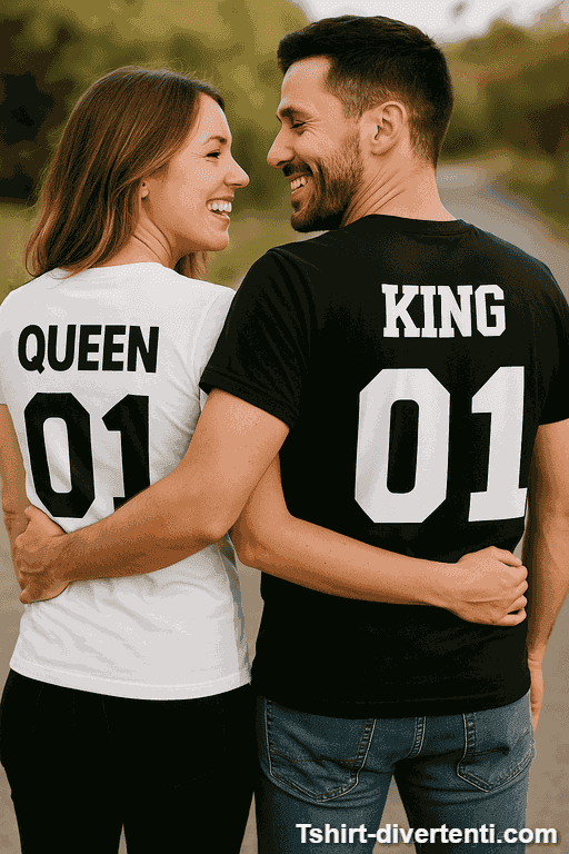 Magliette di coppia King Queen bicolori