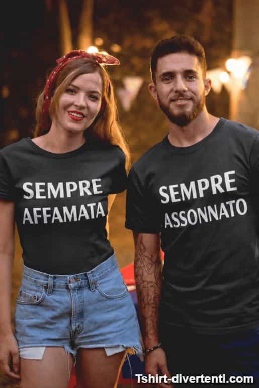 Magliette di coppia sempre affamata e assonnato