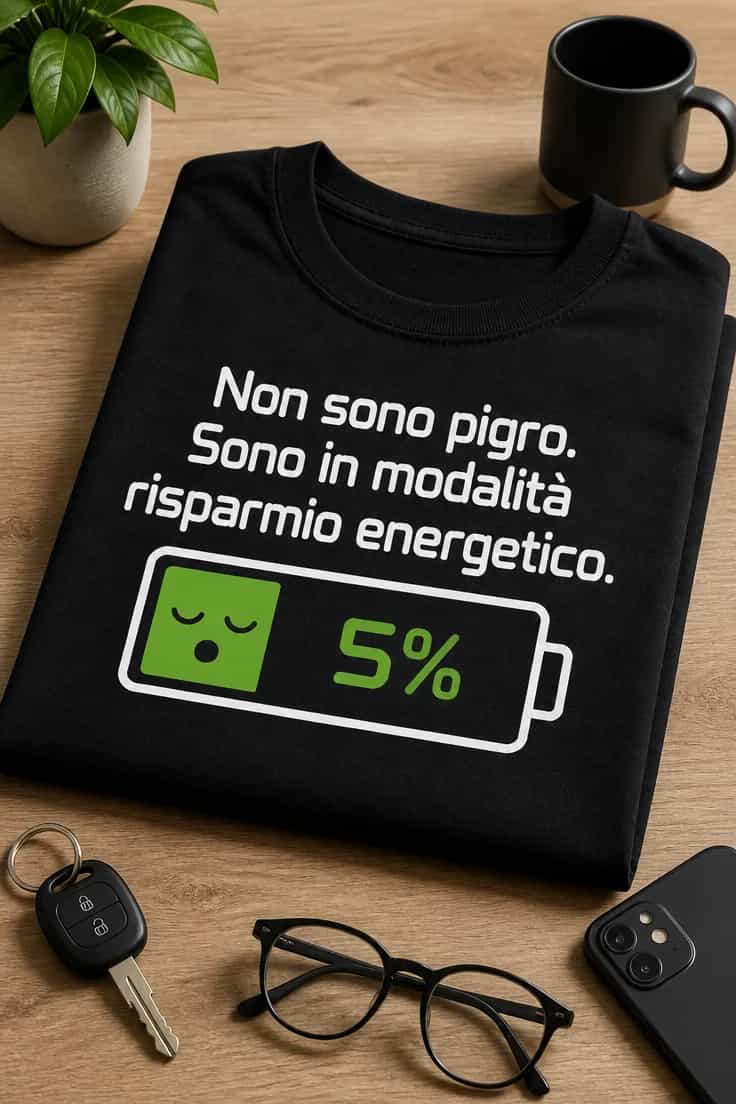 T-shirt uomo/donna: non sono pigro, risparmio energia