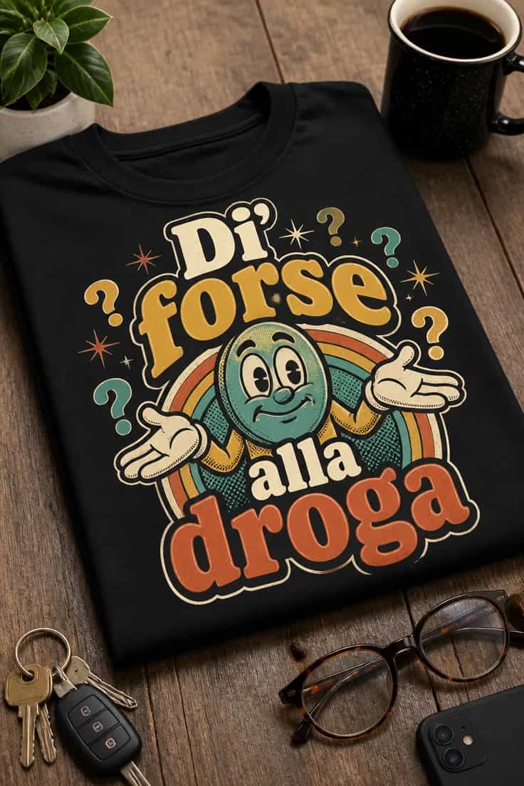 T-shirt con slogan ironico Di' forse alla droga
