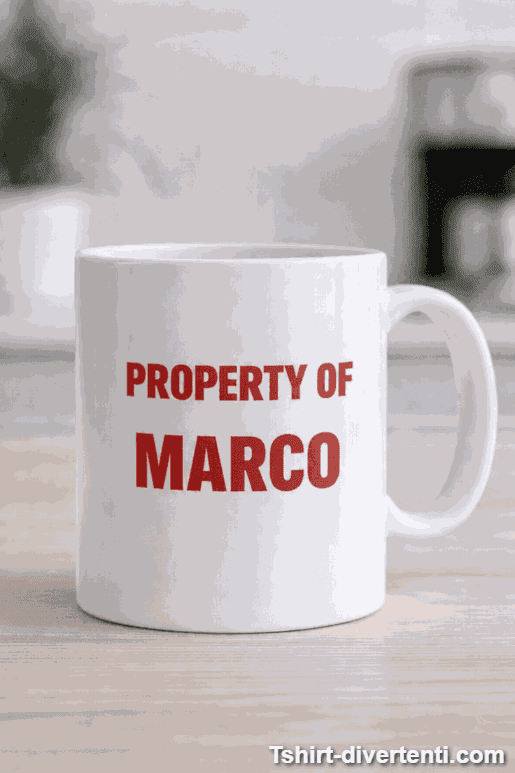 Tazza divertente Property of con nome a scelta