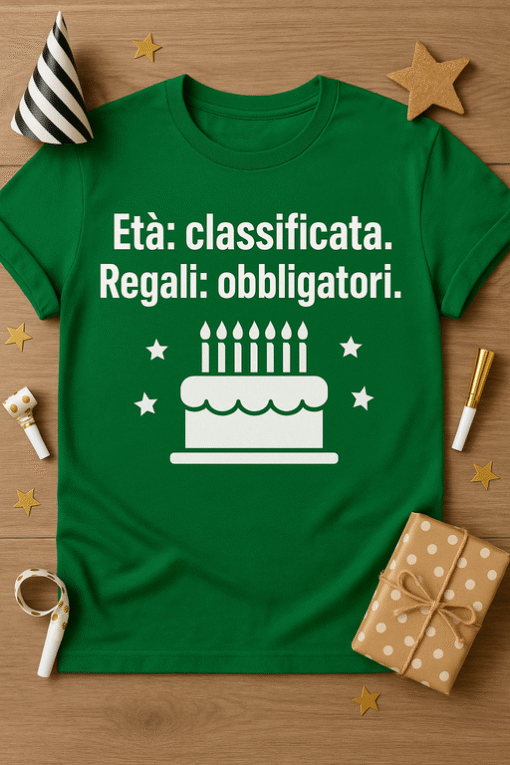 Età: Classificata. Regali: Obbligatori. - T-shirt Ironica