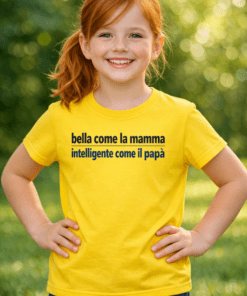 Maglietta bimbi divertente: Bella come la mamma, intelligente come il papà