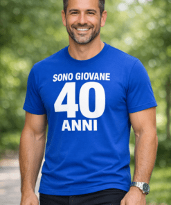 Maglietta divertente SONO GIOVANE 40 ANNI