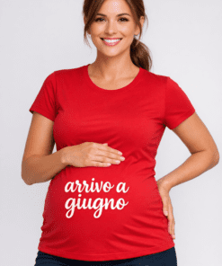 Maglietta premaman «Arrivo a giugno»