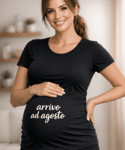 Maglietta premaman "Arrivo ad agosto"