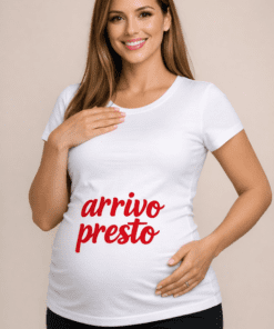 Maglietta premaman «Arrivo presto»