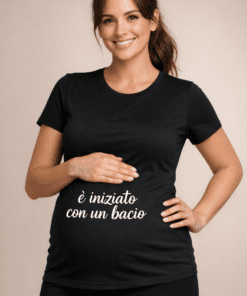 Maglietta premaman «È iniziato con un bacio»