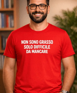Maglietta divertente "Non sono grasso, sono solo difficile da non notare"