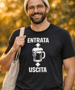 Maglietta divertente Birra ENTRATA USCITA