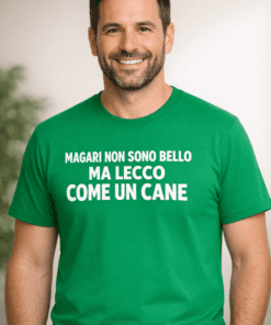 Maglietta divertente: Magari non sono bello ma lecco come un cane