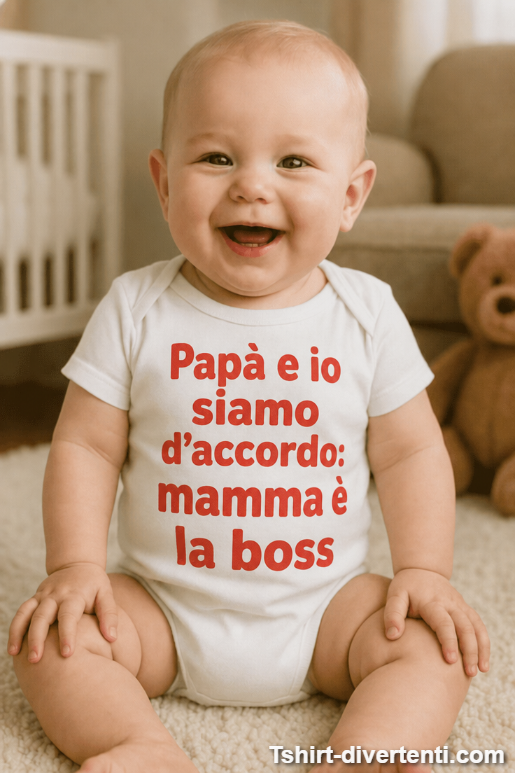 Body per neonati divertente mamma è la boss