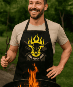 Grembiule divertente carne fuoco birra