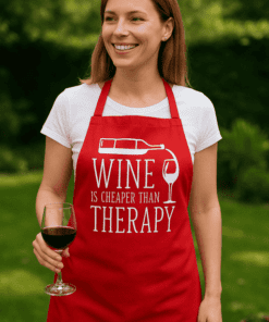 Grembiule divertente Wine is cheaper than therapy