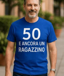 Maglietta divertente 50 e ancora un ragazzino