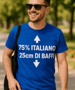 Maglietta divertente 75% italiano 25cm di baffi