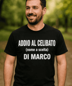 Maglietta divertente addio al celibato con nome a scelta