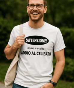 Maglietta divertente addio al celibato con nome a scelta