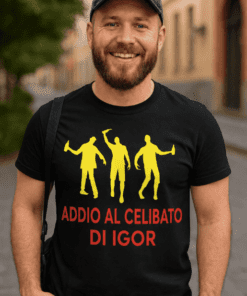 Maglietta divertente addio al celibato con nome a scelta