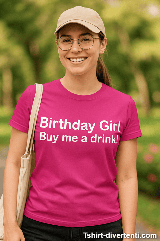 Maglietta divertente Birthday Girl Buy me a drink