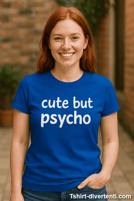 Maglietta divertente cute but psycho