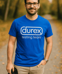 Maglietta divertente Durex testing team