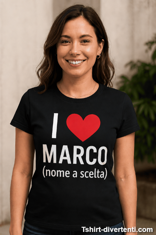 Maglietta divertente I love con nome a scelta