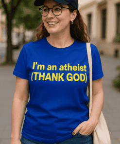 Maglietta divertente I'm an atheist thank god