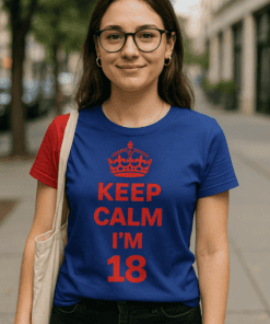 Maglietta divertente Keep Calm I'm 18