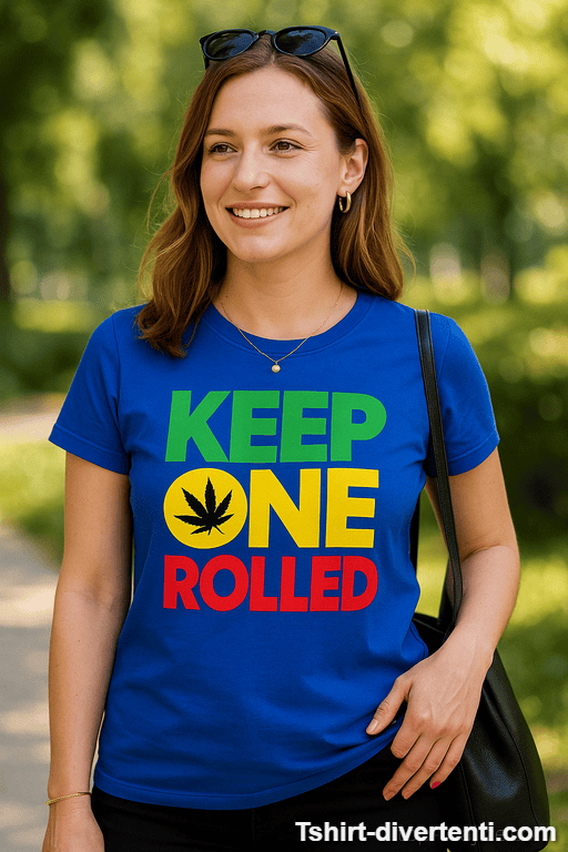 Maglietta divertente keep one rolled rasta style