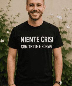Maglietta divertente niente crisi con tette e sorrisi