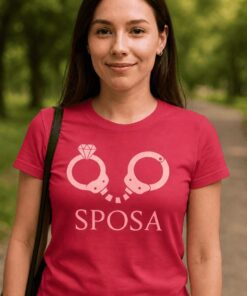 Maglietta divertente sposa con manette