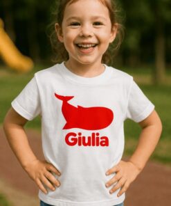 Maglietta per bambini balena con nome a scelta