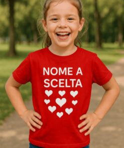 Maglietta per bambini cuori con nome a scelta