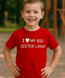 Maglietta per bambini I love my big sister con nome a scelta