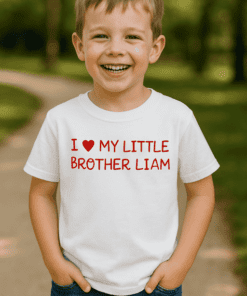 Maglietta per bambini I love my little brother con nome a scelta