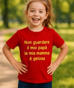 Maglietta per bambini non guardare papà mamma gelosa