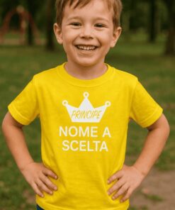 Maglietta per bambini principe con nome a scelta
