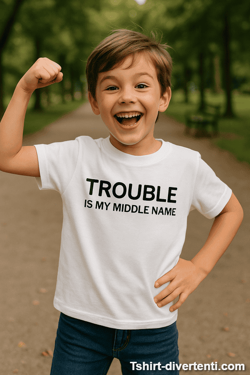 Maglietta per bambini Trouble is my middle name