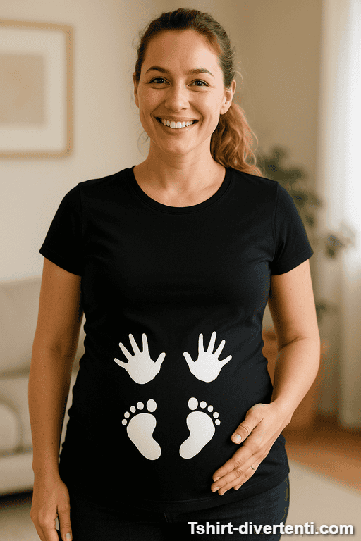 Maglietta premaman manine e piedini