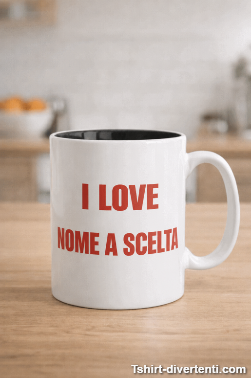 Tazza divertente I love con nome a scelta