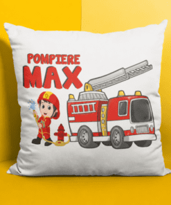 Cuscino divertente pompiere con nome a scelta