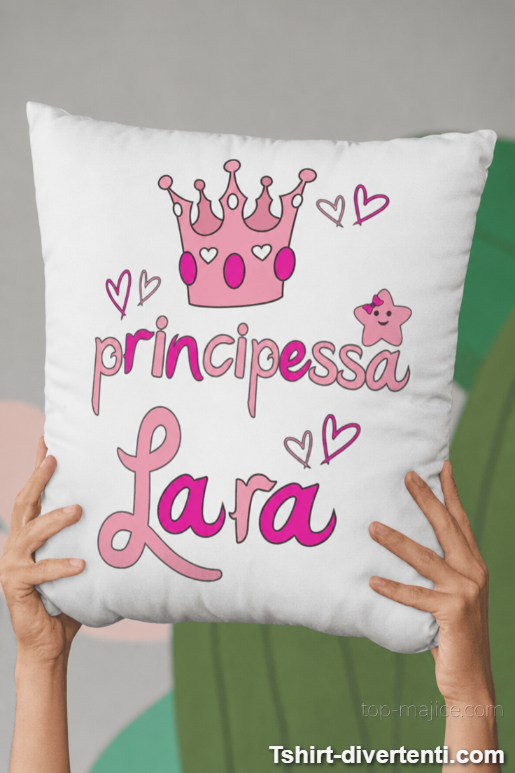Cuscino divertente principessa con nome a scelta