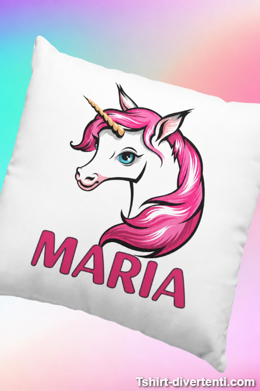 Cuscino divertente unicorno con nome a scelta