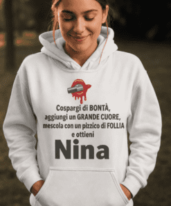 Felpa con cappuccio bontà con nome a scelta
