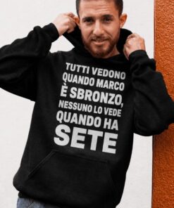Felpa con cappuccio divertente assetato nome a scelta