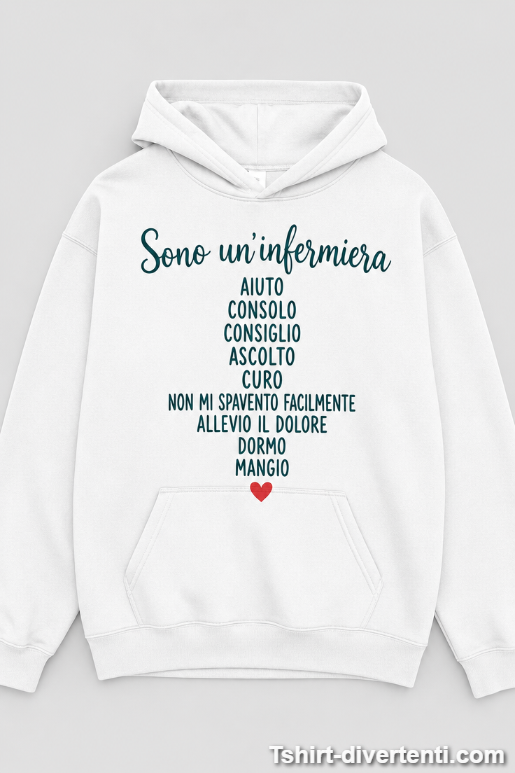 Felpa con cappuccio divertente infermiera con cuore